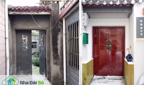 Ngôi nhà Huan mua đã bỏ hoang hơn 10 năm nay, mọi thứ đều rất cũ. Nhưng với Huan, đó lại là cơ  hội để cô có thể mặc sức cải tạo theo ý mình. Cánh cổng cũ truyền thống được Huan giữ nguyên kích thước, chỉ thay cửa và sơn mới lại.