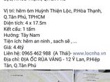 Bán Nhà 4.4 Tỷ, 4 X 17.5 Hẽm 6M Huỳnh Thiện Lộc, P.Hòa Thạnh, Q.Tân Phú