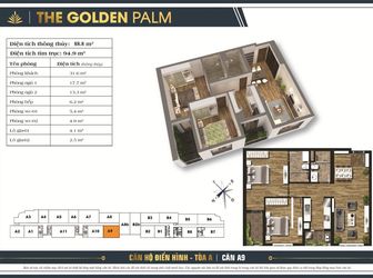 Căn 2 PN Diện Tích 90m2 Suất Ngoại Gia Dự Án The Golden Palm - Lh 0901739689