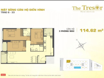 Bán Gấp Căn Hộ The Tresor 3Pn, View Hồ Bơi Có Ban Công