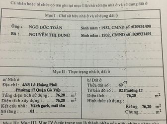 Bán Gấp Nhà Mặt Tiền Lê Hoàng Phái, Q.Gò Vấp, Dt 3,6X22M