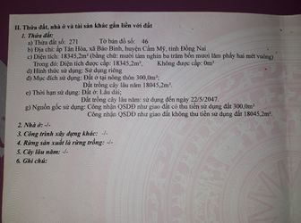 Cần Bán Đất Vườn Tại Xã Bảo Bình Cẩm Mỹ Đồng Nai 1,8 Mẫu Sổ Đỏ Chính Chủ