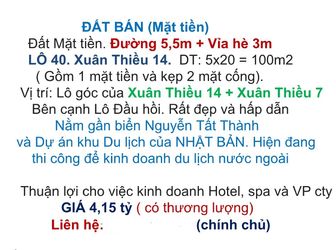 Bán Lô Góc Mặt Tiền Xuân Thiều 14 Giao Vs Xuân Thiều 7 Vị Trí Quá Đẹp