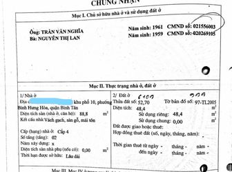 Bán Nhà Cấp 4 Quận Bình Tân, Đường Số 15, Dt 48.4 M2