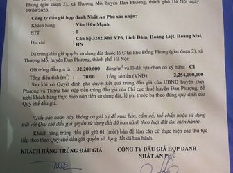 Chính Chủ Bán Đất Vừa Trúng Đấu Giá Khu Đồng Phung, Xã Thượng Mỗ, Huyện Đan Phượng. Lh: Nam - 0936339414.