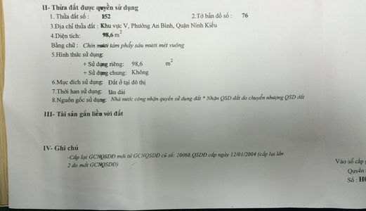 Bán Nền Thổ Cư Khu Dân Cư 3a Lợi Dũ An Bình Ninh Kiều.