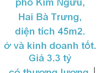 Bán Nhà 4 Tầng Phố Kim Ngưu, Hai Bà Trưng, 45m2, 3.3 Tỷ, Kinh Doanh Tốt 