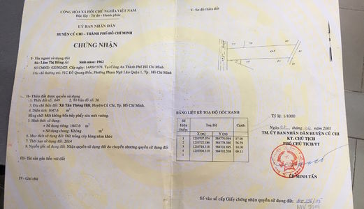 Cần Bán Lô Đất 2 Mặt Tiền Tại Củ Chi Cách QL22 Chỉ Có 65m