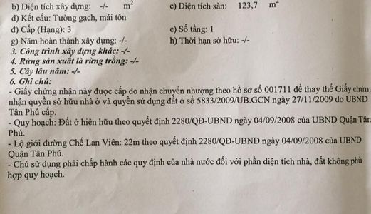 Bán Gấp Nhà Mặt Tiền Đường Chế Lan Viên P.Tây Thạnh Q.Tân Phú