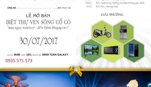 Thư Mời Khách Hàng Sự Kiện Mở Bán Đất Bt Ven Sông Ngày 30/7 Tại Ks Minh Toàn Galaxy !!!