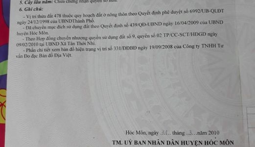 Đất Tc Shr 100%, 121m2 Đ.Dương Công Khi H.Hóc Môn.