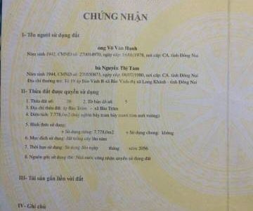 Đất 7778m2 Sổ Đỏ Riêng,