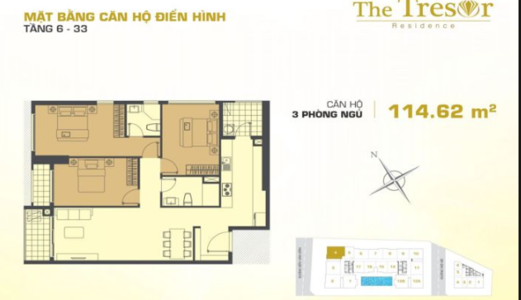 Bán Gấp Căn Hộ The Tresor 3Pn, View Hồ Bơi Có Ban Công
