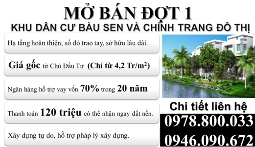 Mở Bán Đợt 1 Khu Dân Cư Bàu Sen - Trung Tâm Thị Xã Đức Phổ