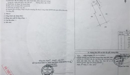 Tôi Cần Bán Lô Đất Tại P. Thống Nhất, Trung Tâm Tp. Biên Hòa, 98M2 Giá 1Tỷ 50 Triệu Lh: 0942638079