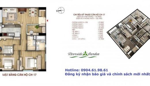 Căn Góc 132M2 Giá Chỉ 26,8Tr/m2 Tại Dự Án Riverside Garden - 349 Vũ Tông Phan, Bảng Giá Cđt Tầng 18