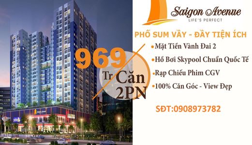 Căn Hộ Sài Gòn Avenue Giá 969 Tr/2 Pn Giá Tốt Nhất Khu Vực Thủ Đức Lh:0908973782