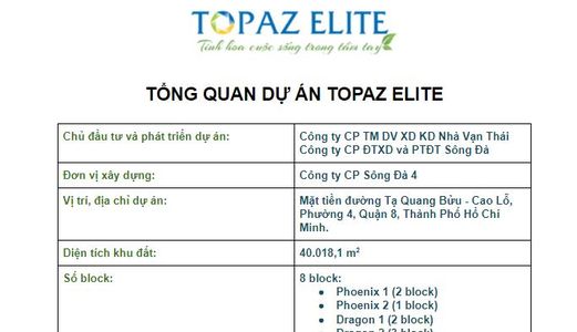 Dự Án Căn Hộ Cao Cấp Topaz Elite, Đường Cao Lỗ, Quận 8