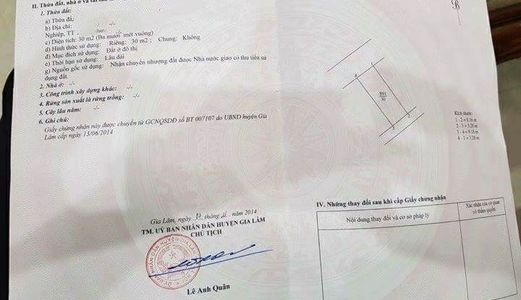 Bán Nhanh 30M2 Tái Định Cư Trâu Quỳ