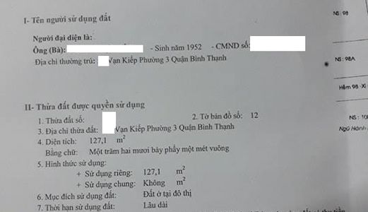 Cần Bán Căn Nhà Mặt Tiền Vạn Kiếp F3 Quận Bình Thạnh Diện Tích Sàn 127m2 Có Sổng Hồng 