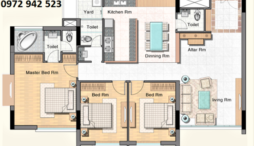 Phú Hoàng Anh Cho Thuê Căn Hộ 3 Phòng Ngủ, Nội Thất Cơ Bản, 0972 942 523