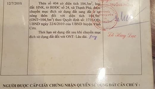 Đất Đường Lương Thực Xã Thạnh Phú,520 Tr/nền, Sổ Hồng Riêng, Thổ Cư 100%