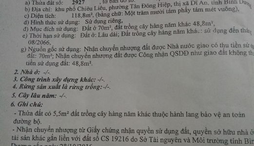 Bán Đất Gần  Đường Nguyễn Thị Minh Khai Dĩ An Bình Dương 