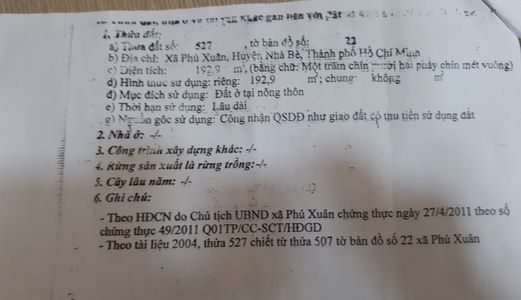 Cần Bán Lô Đất Thổ Cư 193m2 Đường Nguyễn Bình-Phú Xuân.