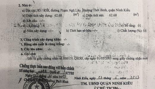 Bán Nhà Hẻm 85 Phạm Ngũ Lão Giá Dưới 1.5 Tỉ . Ngang 6.15M Dài 14.7M .