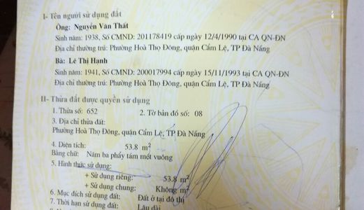 Bán Đất Đường 5M Song Song Phạm Viết Chánh, Cẩm Lệ, Đà Nẵng. Giá 770 Triệu