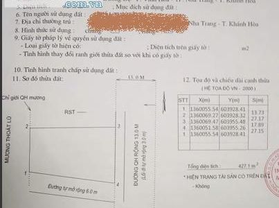 Cần Bán Mảnh Đất 427M2 Gần Bến Du Thuyền Quốc Tế Và Biển Hòn Chồng - Nha Trang