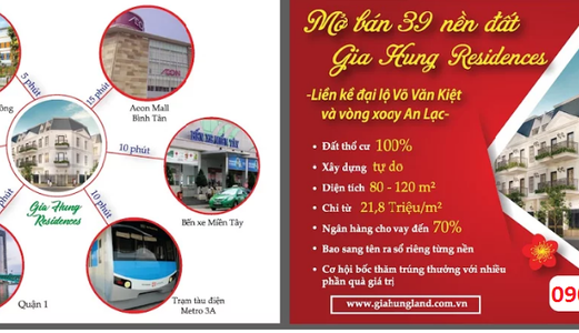 Chỉ Còn 9 Lô Thuộc Dự Án Gia Hưng Residences. Liên Hệ Ngay Để Được Tư Vấn Và Đặt Chỗ . 0903793998