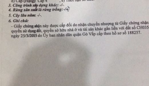 Bán Gấp Nhà 4X25M Đường Số 5, Quận Gò Vấp