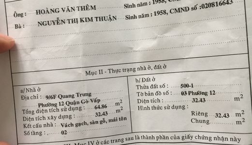 Bán Nhà Hxh 4M, 23/21 Đường Số 21, Gò Vấp. Dt 4,5X8,5M