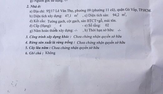 Bán Nhà Hẻm 1 Sẹt, Dt 4X12M, Lê Văn Thọ, Quận Gò Vấp.