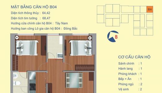 Cần Bán Căn 04 (64,42M2) Chung Cư Udic Riverside Phường Vĩnh Tuy, View Sông Hồng.lh 0968.595.532