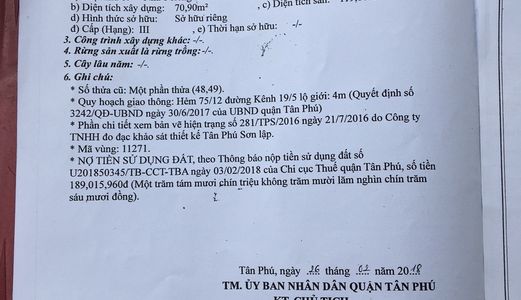 Bán Gấp Nhà Cấp 4 Kênh 19/5, P. Sơn Kỳ, Tân Phú 