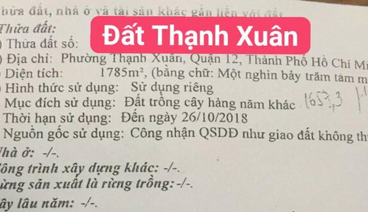 Bán Đất Chính Chủ, Phường Thạnh Xuân Quận 12