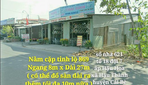 Bán Gấp Nền + Nhà Mặt Tiền Đường Tỉnh Lộ 869 Chợ Cái Nứa Giá 1,5 Tỷ ( Còn Thương Lượng )