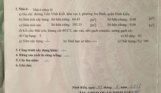 Giảm Nhanh 100 Triệu  Bán Nhà – 1 Trệt 2 Lầu H6 Trần Vĩnh Kiết P.An Bình Q.Ninh Kiều Tp.Cần Thơ