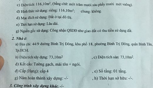 Bán Đất Hẻm Một / Ngay Chợ Bình Trị Đông Cũ, Diện Tích: 3.5X17.