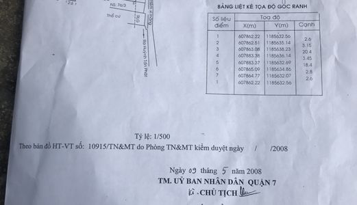 Bán Nhanh Đất Sổ hồng riêng Q.7 - Diện tích 3.45X21.5M - Giá 2.55 Tỷ