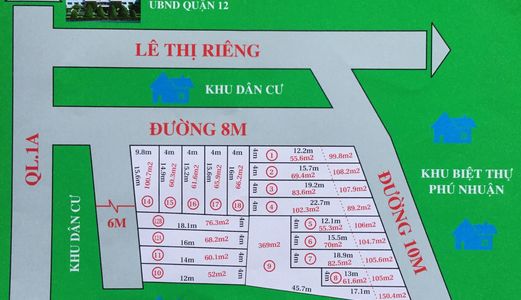 Bán Đất Thổ Cư 100% Ngay UBND Quận 12, Giá Chỉ 22,5 Triệu/m2. Đã Có Sổ Hồng Riêng!