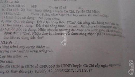 Bán Đất Đường Nguyễn Kim Cương, Xã Tân Thạnh Đông, Củ Chi, Tp.Hcm Diện Tích 176M2  Giá 800 Triệu.