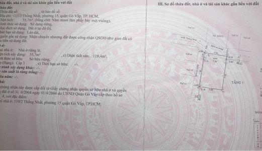 Bán Nhà Hẻm 1/ Thống Nhất P15 Gò Vấp Diện Tích 6X10 Sổ Công Nhận 55M2 Tây Bắc