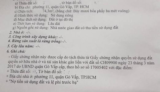 Bán Lô Đất Đường Số 8, Phường 11 Gò Vấp, Hẻm 5M Tới Nhà, Diện Tích 4.05X18.3, Giá 4.6 Tỷ!