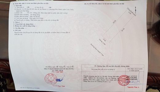 Bán Đất Liên Chiểu 102.5M2 Giá 1,460 Tỷ . Lh: 0905400485