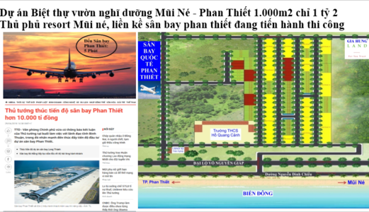 Đất Nền Giá Rẻ 1.000M2 Giá 1,2 Triệu/m2 Liền Kề Sân Bay Phan Thiết 0902592725 - Bích Nguyễn