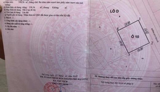 Bán Lô Đất D-10 Biệt Thự Cột 3 Gần Đường Đôi Đông Bắc,P.Hồng Hải,Hạ Long !!!