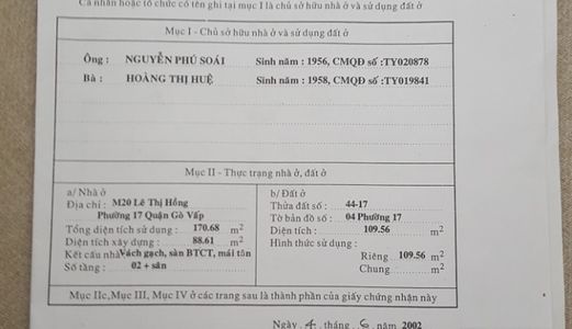 Bán Nhà Gần Chợ Căn Cứ 26 Gò Vấp